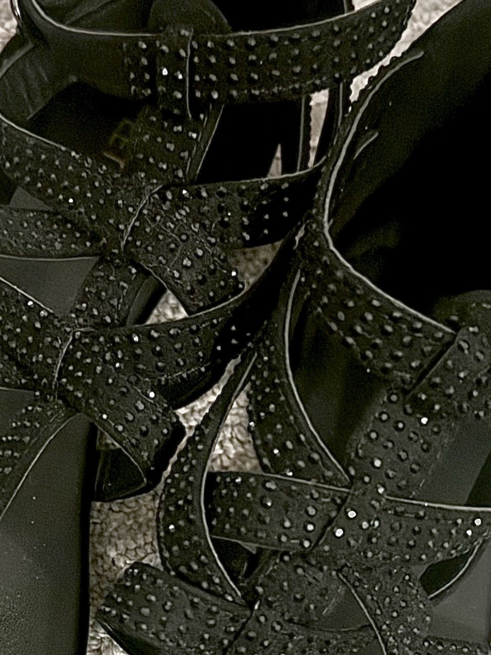 EETTARO Women's Black Studded Gladiator Sandals with Embellished Straps